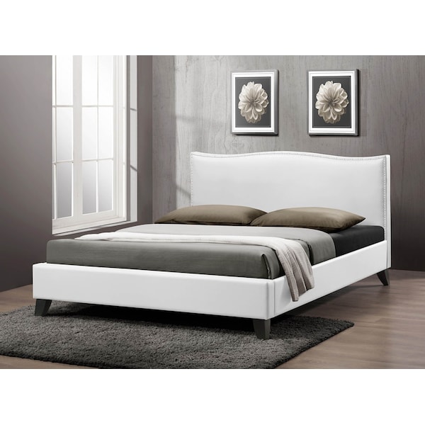 Baxton Studio Battersby White Modern Bed With Upholstered Headboard - Queen Size 99-5008 - main